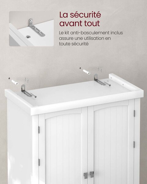 Dulap bucatarie, Helan-old, Vasagle, Alb, 76x40x182.1 cm