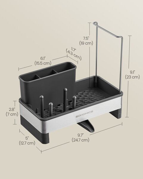 Organizator bucatarie, Paxton, Songmics, Negru, 24.7x12.7x23 cm