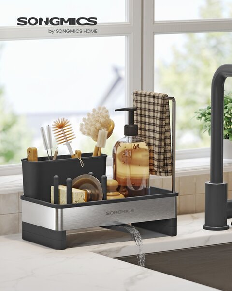 Organizator bucatarie, Paxton, Songmics, Negru, 24.7x12.7x23 cm