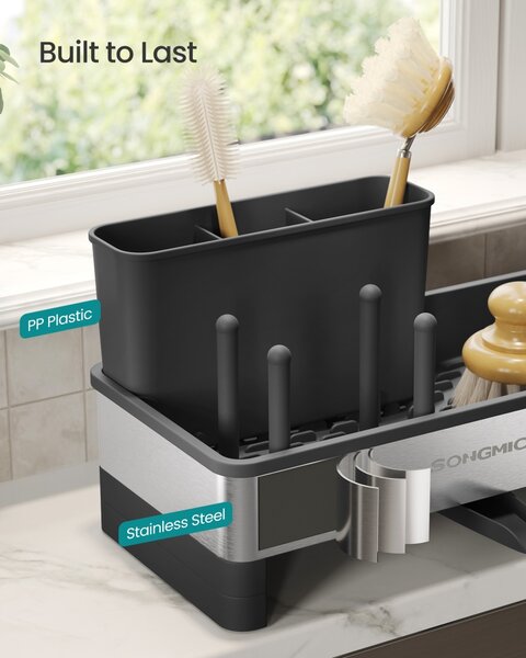 Organizator bucatarie, Paxton, Songmics, Negru, 24.7x12.7x23 cm