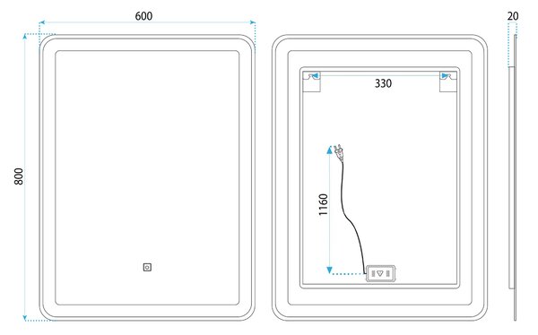 Oglindă LED 60x80cm SAB-3451