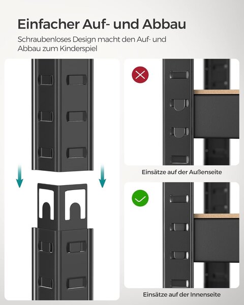Set 2 rafturi metalice, Cozory, Songmics, Negru, 40x80x160 cm