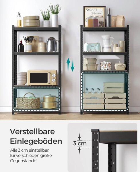 Set 2 rafturi metalice, Cozory, Songmics, Negru, 40x80x160 cm