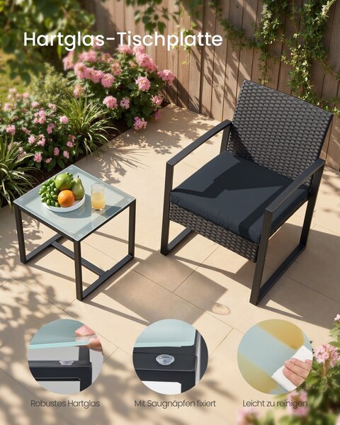 Set de gradina 3 buc, Funland, Songmics, Negru, 57.5x53x76 cm