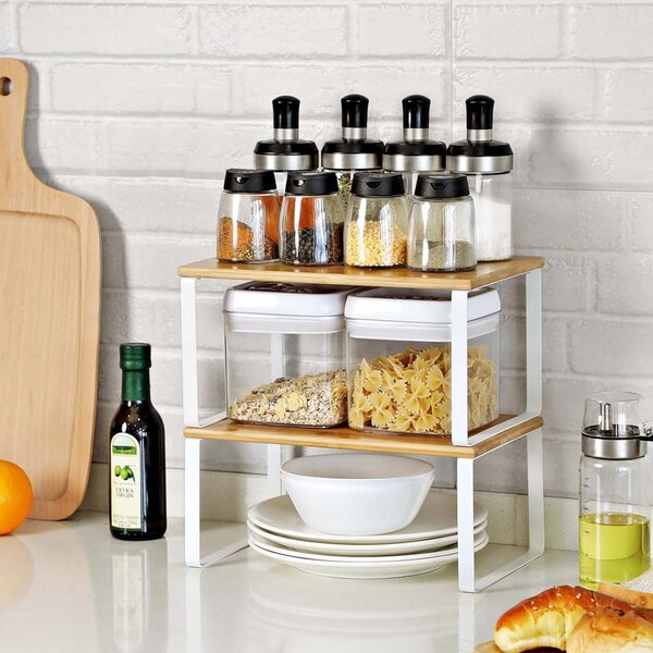 Set 4 rafturi bucatarie, Bystro, Songmics, Galben, 29.7x19.5x15.5 cm