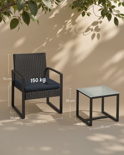 Set de gradina 3 buc, Funland, Songmics, Negru, 57.5x53x76 cm