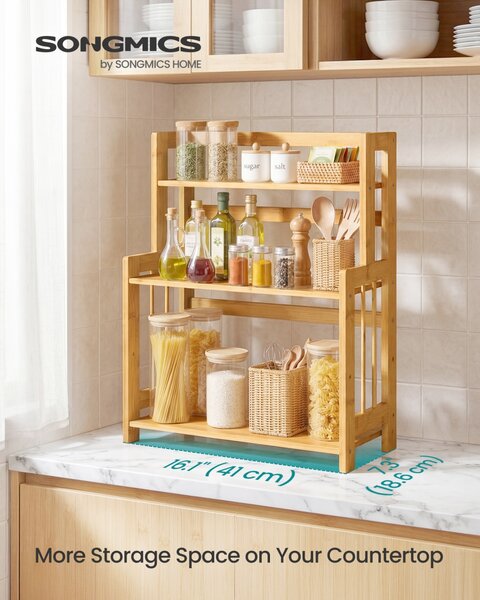 Suport pentru condimente, Bambou, Songmics, Natural, 41x18.6x53.5 cm