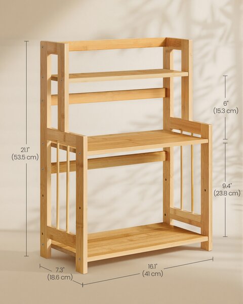 Suport pentru condimente, Bambou, Songmics, Natural, 41x18.6x53.5 cm