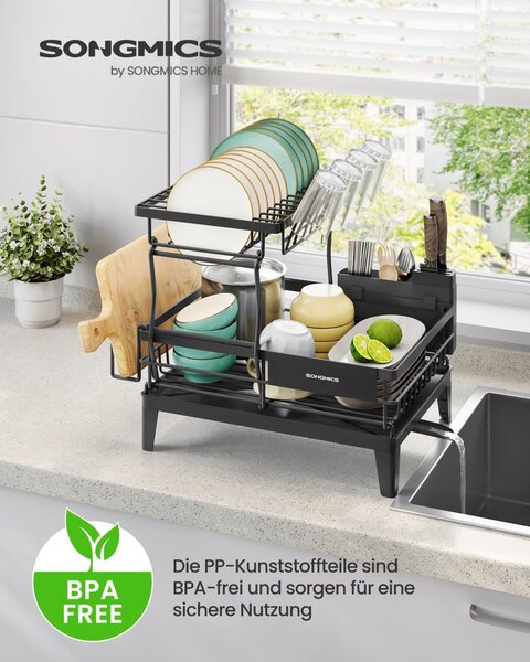 Suport pentru vase, Patalla, Songmics, Negru, 31x42x36.5 cm