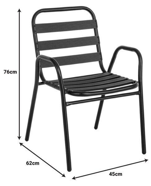 Set dining Sussie-Ensure, Pako World, Metal, Sticla, Negru, 140x80x70 cm