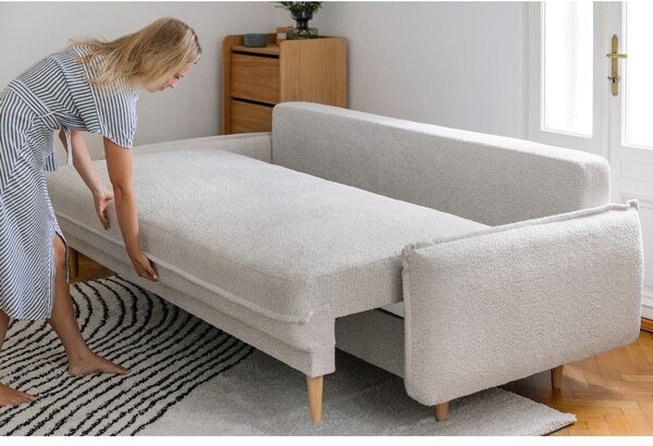 Canapea verde extensibilă cu tapițerie din stofă bouclé 215 cm Patti – Bonami Selection