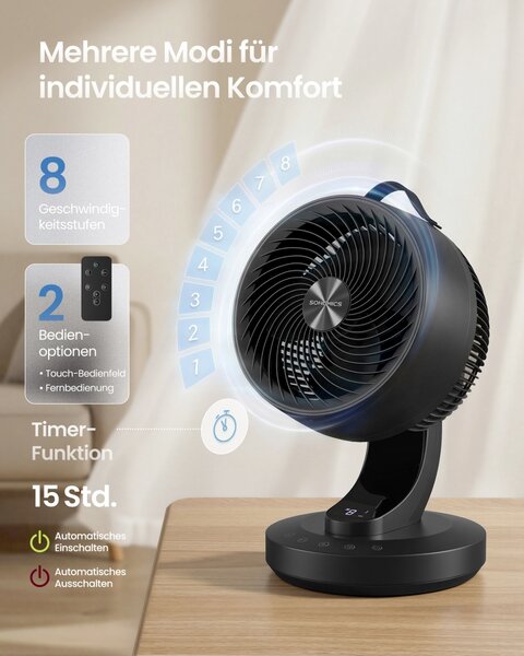 Ventilator, Island, Songmics, Negru, 25x26x38.4 cm