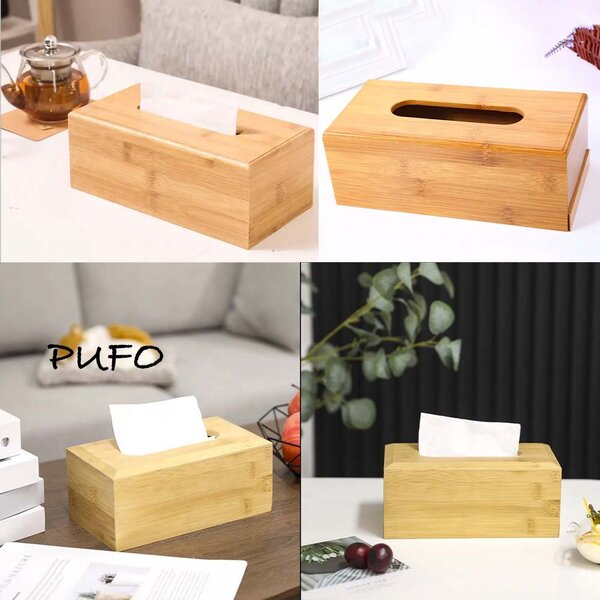 Cutie depozitare Pufo din bambus pentru servetele, 28 x 15 cm, maro