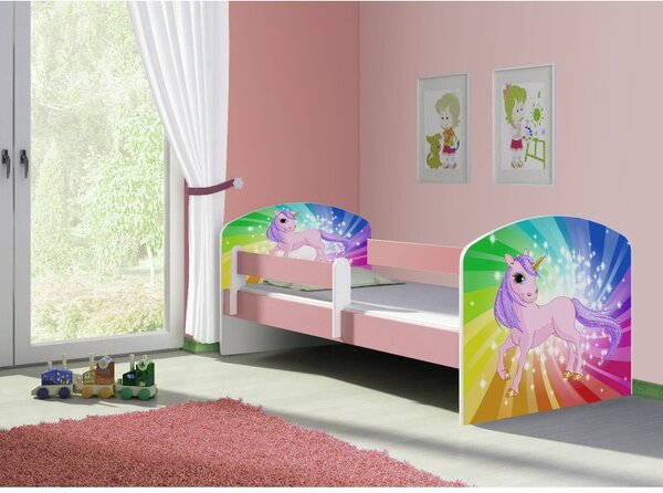 Pat copii cu saltea Unicorn Curcubeu