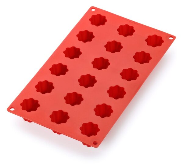 Formă din silicon pentru 18 mini prăjituri în formă de stea Lékué, roșu