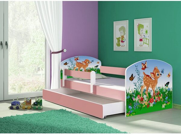 Pat copii cu sertar si saltea Bambi si protectie anticadere