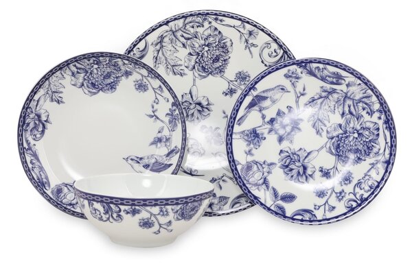 Set farfurii servire, 24 bucati Cerulean Waves Albastru 27x27x2 cm