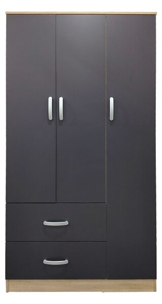 Dulap haine cu 3 usi si sertare Lego Antracit 90x42x180 cm