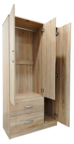 Dulap haine cu 3 usi si sertare Lego Natural 90x42x180 cm