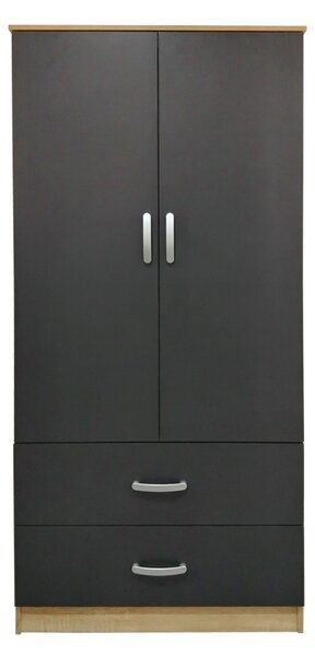 Dulap haine cu 2 usi si sertare Lego Antracit 80x42x180 cm