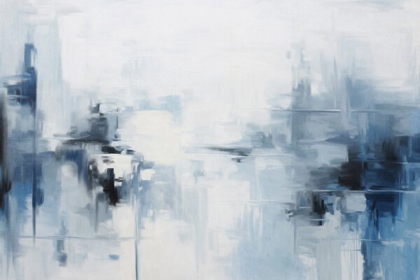 Tapet Imitare de pictură abstractă cu textură peisagistică, cu pensule albastre și albe, stil modern, Fototapet Abstract, w09422 : Uwalls.ro