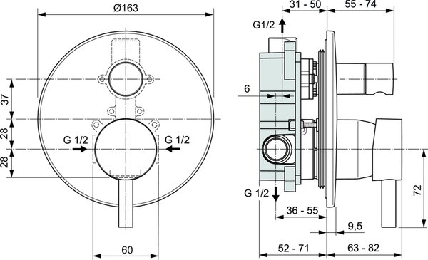 Ideal Standard Ceraline baterie cadă-duș ascuns crom A6939AA