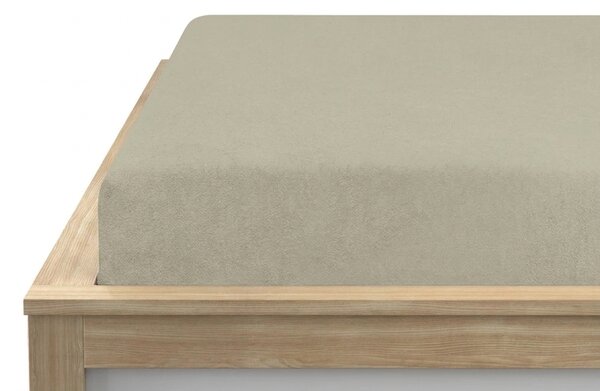 Cearsaf cu elastic din fleece MOLTON gri-bej 90 x 200 cm
