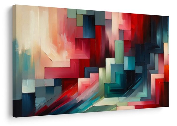 Tablou geometrie abstractă în roșu