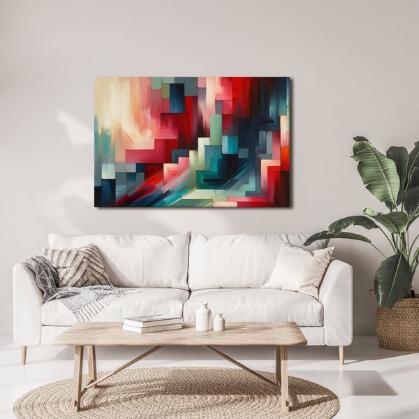 Tablou geometrie abstractă în roșu
