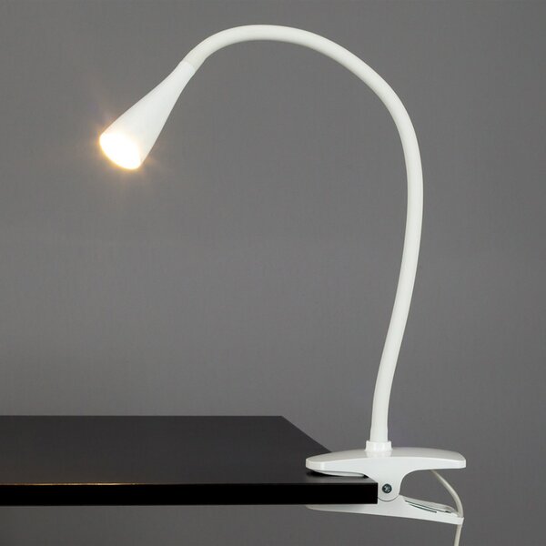 Lindby LED clemă de lumină Baris, alb, înălțime 44 cm, 3000K, Alb, Studiu / Birou, Metal, Modern