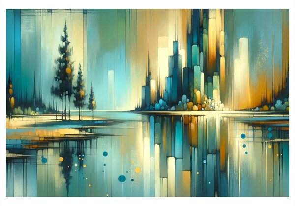 Tablou peisaj urban reflectat