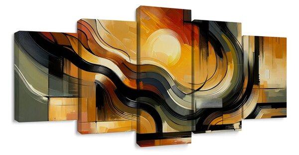 Tablou 5-piese apus de soare abstract
