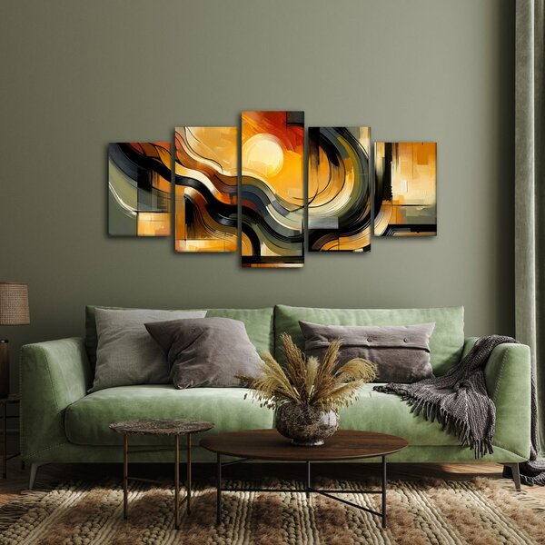 Tablou 5-piese apus de soare abstract