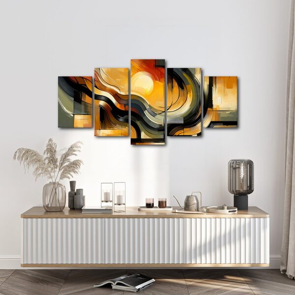 Tablou 5-piese apus de soare abstract