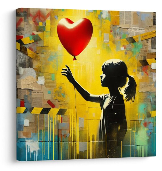 Tablou siluetă de fată cu balon