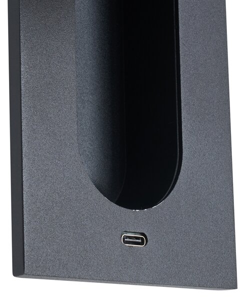 Lampă de perete modernă neagră, incl. LED și port USB-C - Hilton