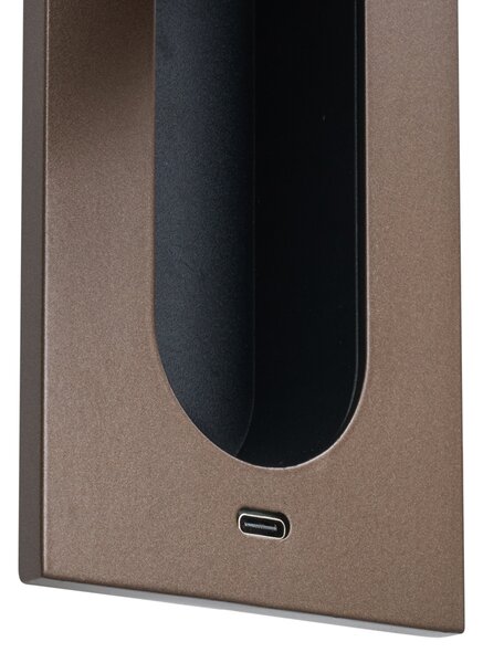 Lampă de perete modernă bronz închis, incl. LED și port USB-C - Hilton