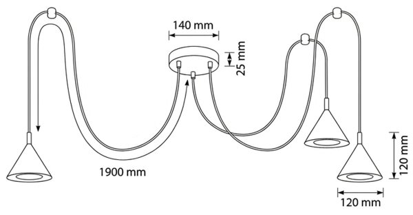Brilagi - Lampă suspendată pe cablu CONE TRIPLE SPIDER 3xGX53/15W/230V bej