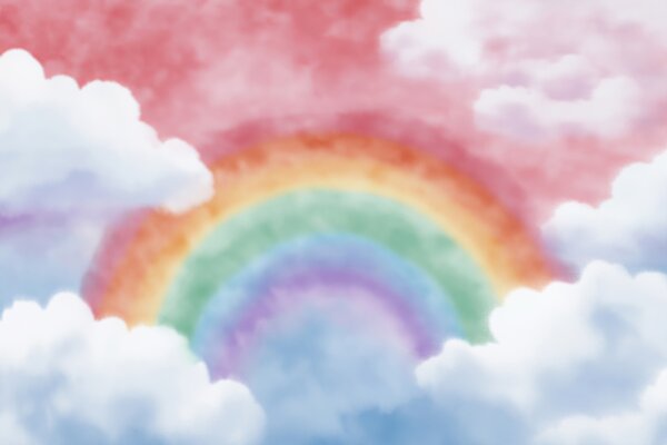 Tapet Curcubeu în nori, Fototapet Pentru Copii, Rainbow pentru copiilor, w04644 : Uwalls.ro