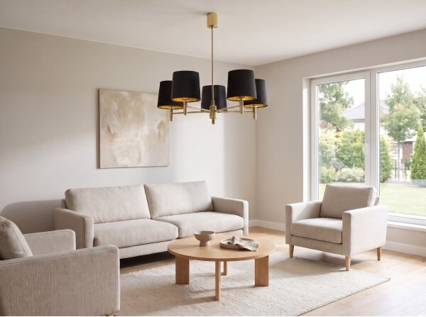 Brilagi - Lustră pe tijă MONTE 5xE27/60W/230V negru/auriu