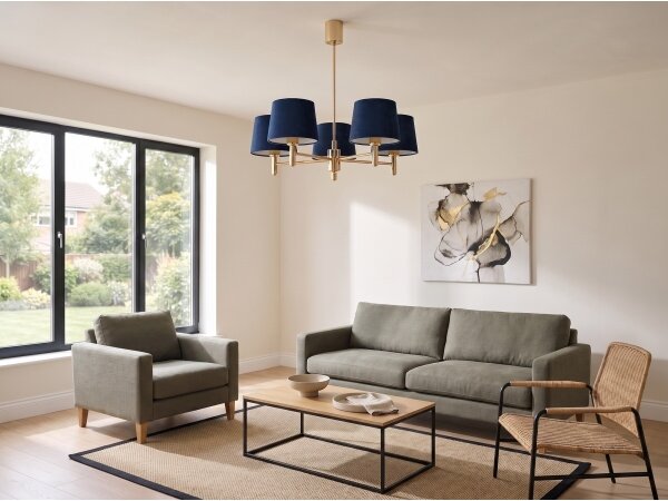 BRILAGI - Candelabru pe tijă MONTE, 5xE27/60W/230V, albastru/auriu