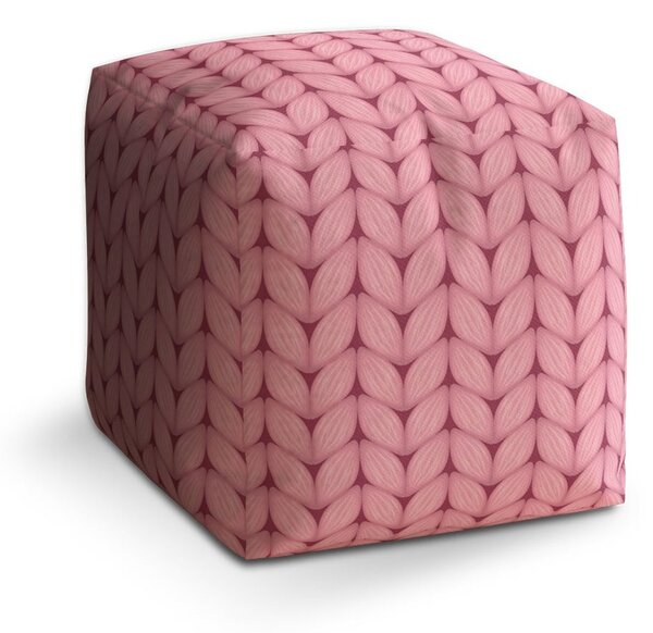 Taburet Roz Taburet Cube tricotaj roz din lână, roz | FAVI.ro