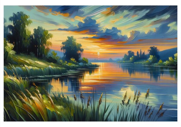 Tablou apus de soare la lac