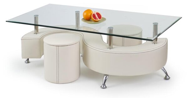 Masă de cafea Noe 3 H alb (cu taburete) (alb). 770208