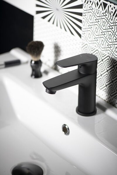 Aqualine Aqualine, baterie LOTTA de sine stătătoare pentru chiuvetă fără priză, negru, LT602B
