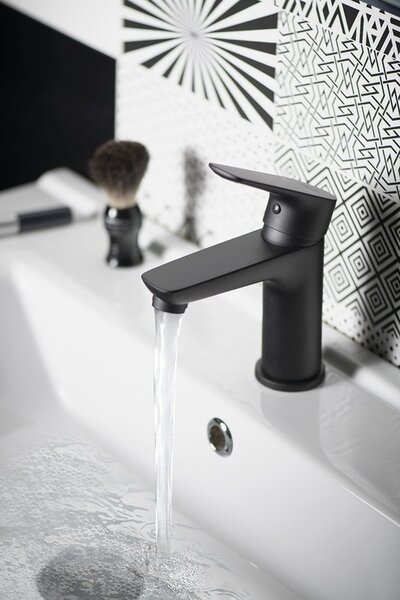 Aqualine Aqualine, baterie LOTTA de sine stătătoare pentru chiuvetă fără priză, negru, LT602B