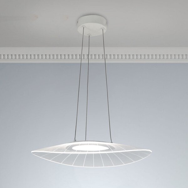 Fabas Luce Suspensie cu LED Vela, alb, ovală, 59 cm x 43 cm, reglabil, Alb, Camera de zi / sufragerie, Plastic, Design