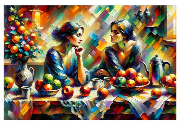 Tablou doamne la masă cu fructe