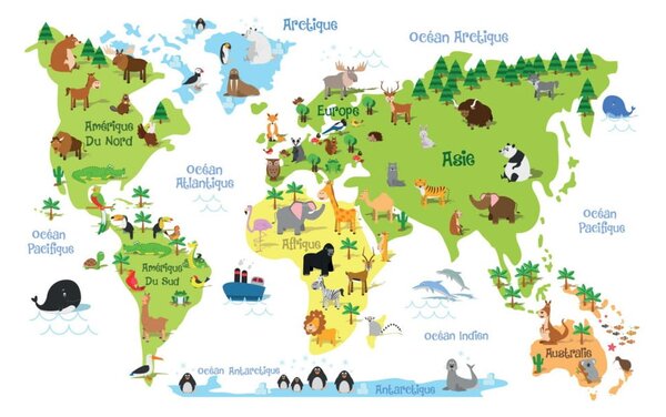 Autocolant de perete Ambiance Childrens World Map