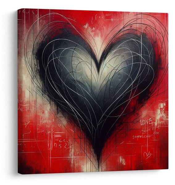 Tablou inimă alb-negru în haos